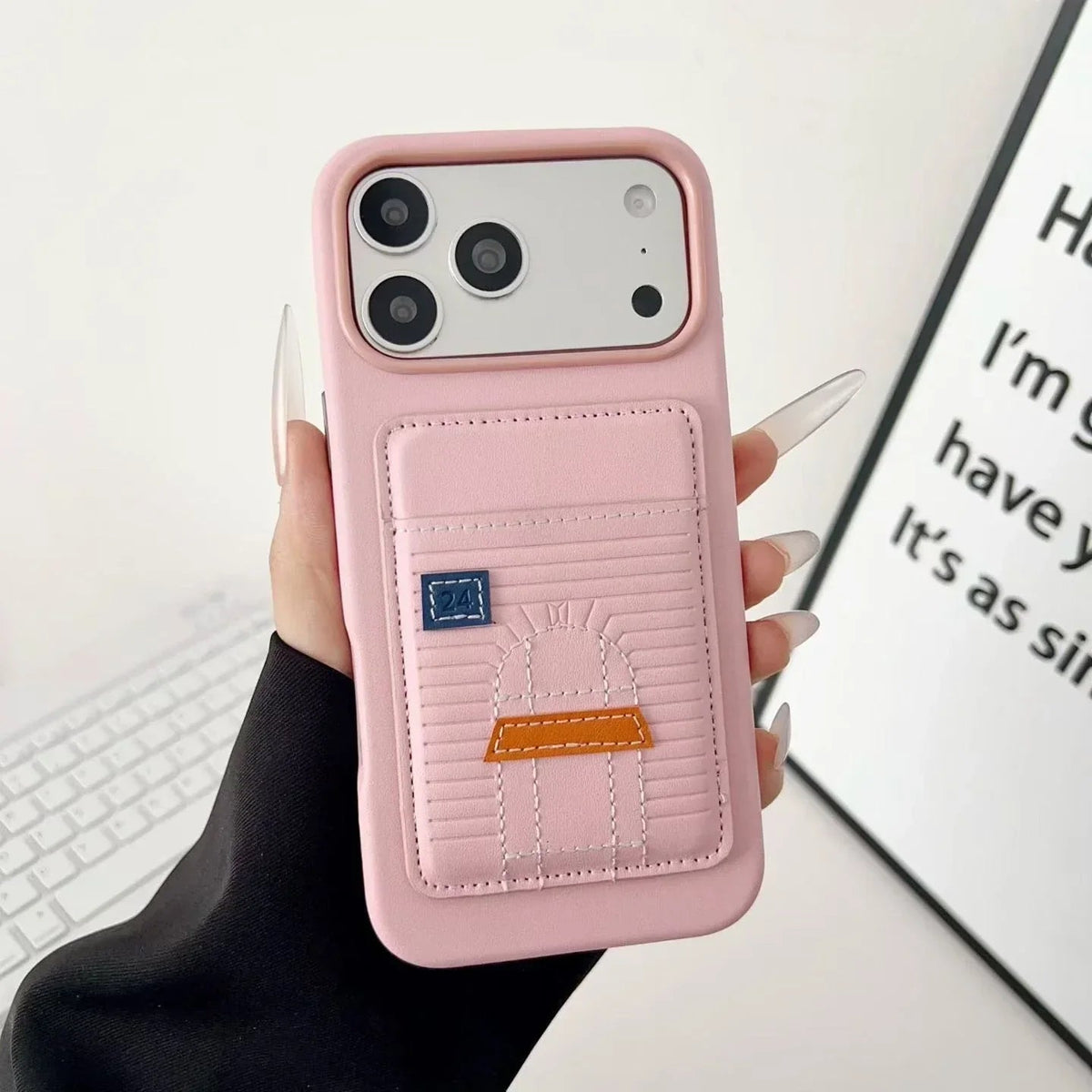 Baby Pink Hermès iPhone 17 Pro Max Case with Card Slot – Luxury Leather Hermes Phone Case - Serene