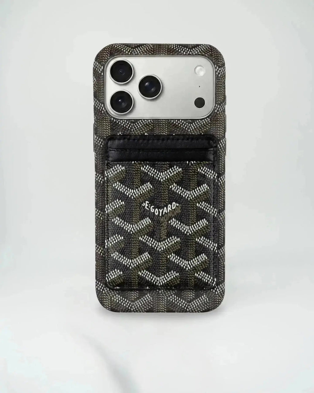 Black Goyard iPhone 18 Pro MagSafe Case with Cardholder, Goyard Pattern - Serene
