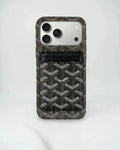 Black Goyard iPhone 18 Pro MagSafe Case with Cardholder, Goyard Pattern - Serene