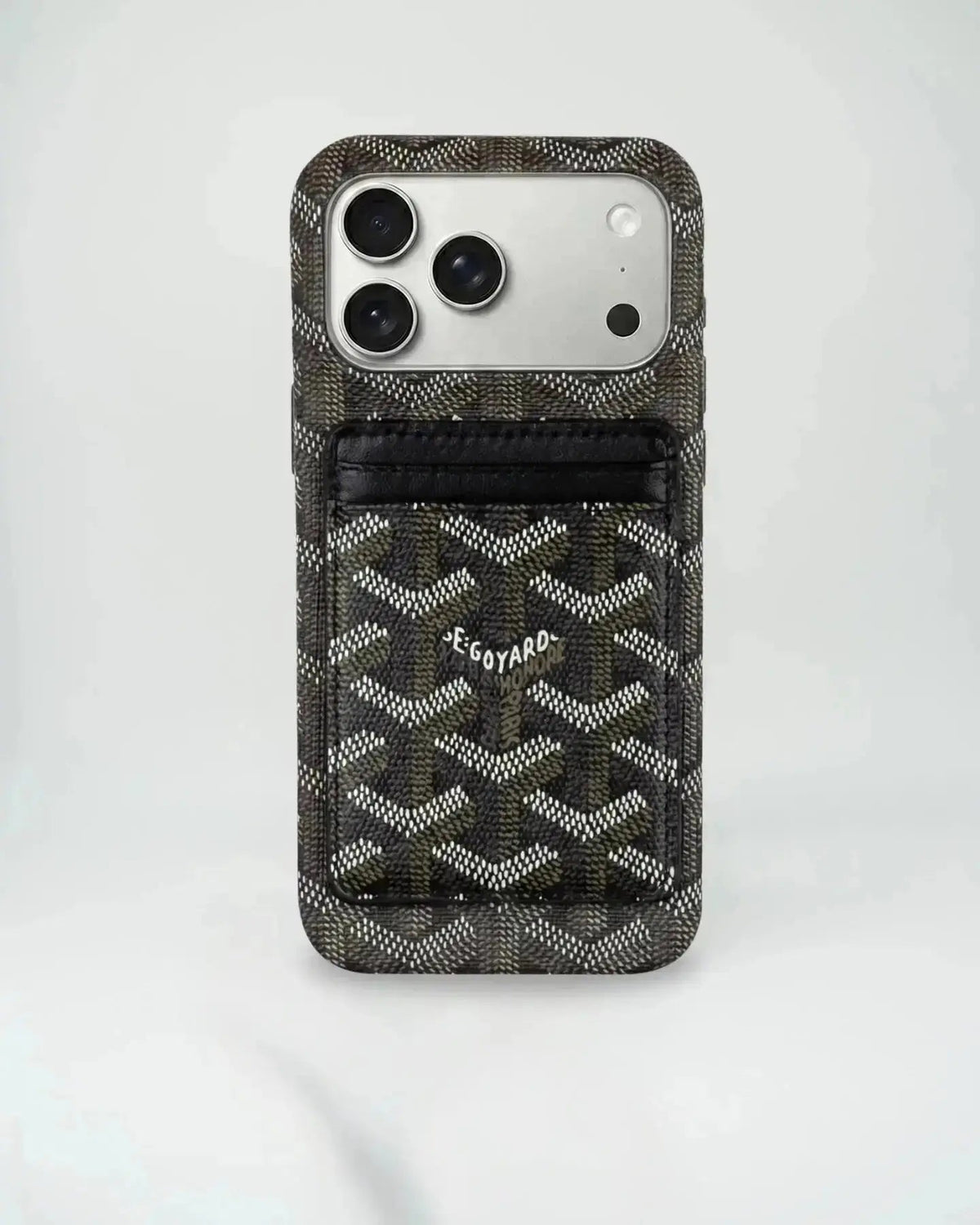 Black Goyard iPhone 18 Pro MagSafe Case with Cardholder, Goyard Pattern - Serene