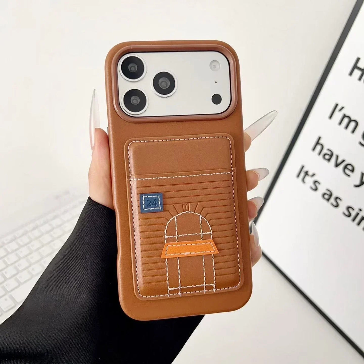 Black Hermès iPhone 17 Pro Max Case with Card Slot – Luxury Leather Hermes Phone Case - Serene