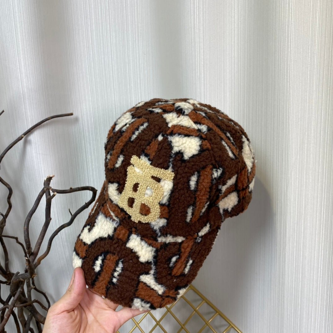 Burberry Check Lamb Wool Baseball Cap | Luxury Designer Winter Cap - Serene