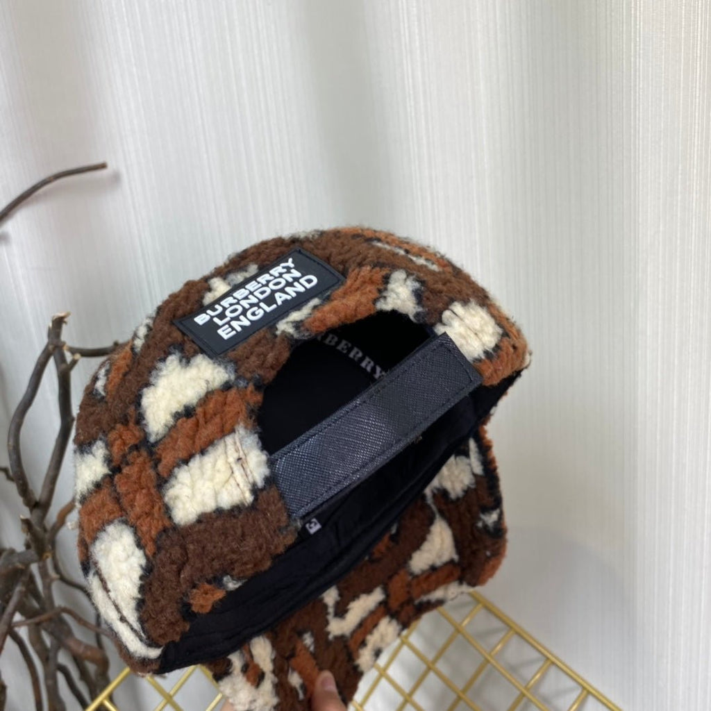 Burberry Check Lamb Wool Baseball Cap | Luxury Designer Winter Cap - Serene