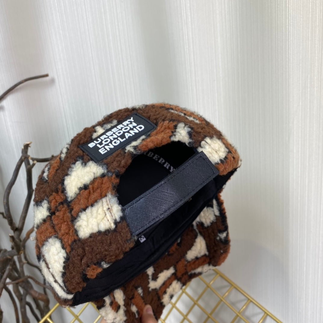 Burberry Check Lamb Wool Baseball Cap | Luxury Designer Winter Cap - Serene