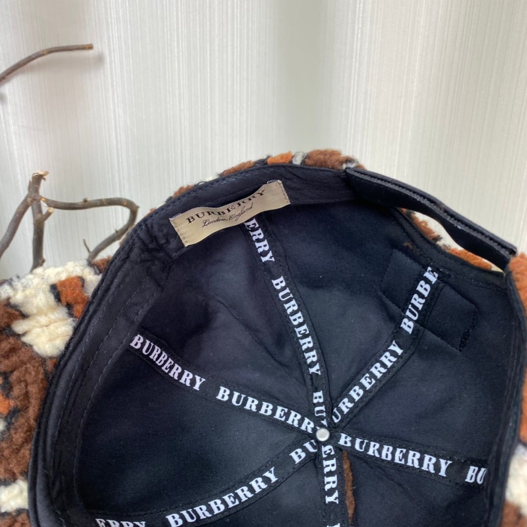 Burberry Check Lamb Wool Baseball Cap | Luxury Designer Winter Cap - Serene