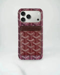 Burgundy Goyard iPhone 18 Pro MagSafe Case with Cardholder, Goyard Pattern - Serene