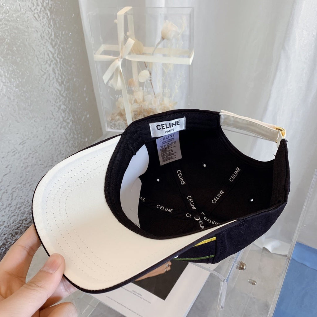 CELINE Embroidered Cotton Baseball Cap | Luxury Designer Adjustable Hat - Serene