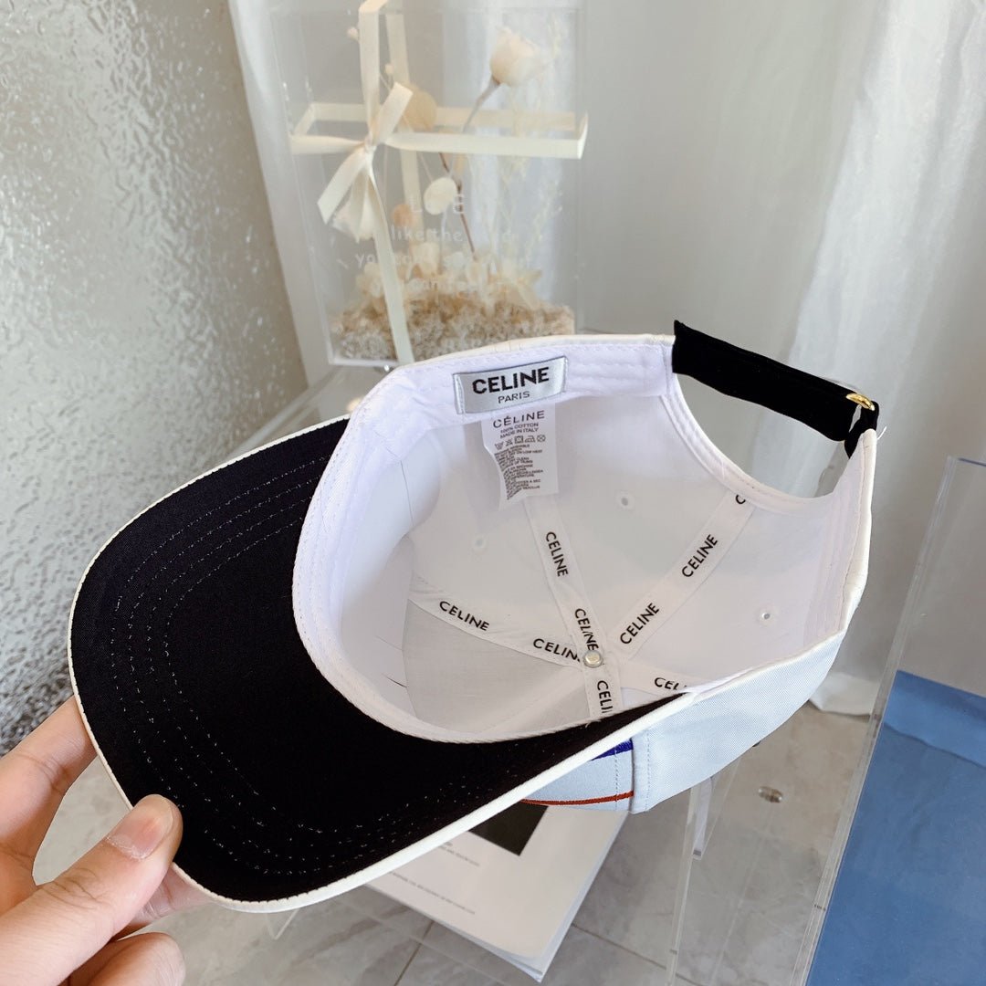 CELINE Embroidered Cotton Baseball Cap | Luxury Designer Adjustable Hat - Serene