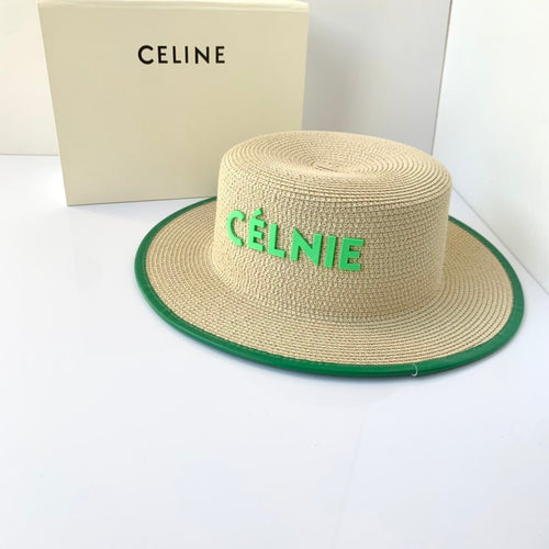 CELINE Flat Top Raffia Straw Hat | Luxury Designer Wide Brim Summer Hat - Serene
