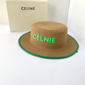CELINE Flat Top Raffia Straw Hat | Luxury Designer Wide Brim Summer Hat - Serene