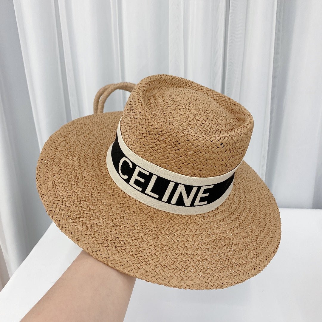CELINE Raffia Straw Sun Hat | Luxury Designer Wide Brim Summer Hat - Serene