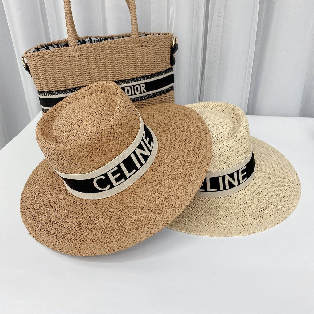 CELINE Raffia Straw Sun Hat | Luxury Designer Wide Brim Summer Hat - Serene