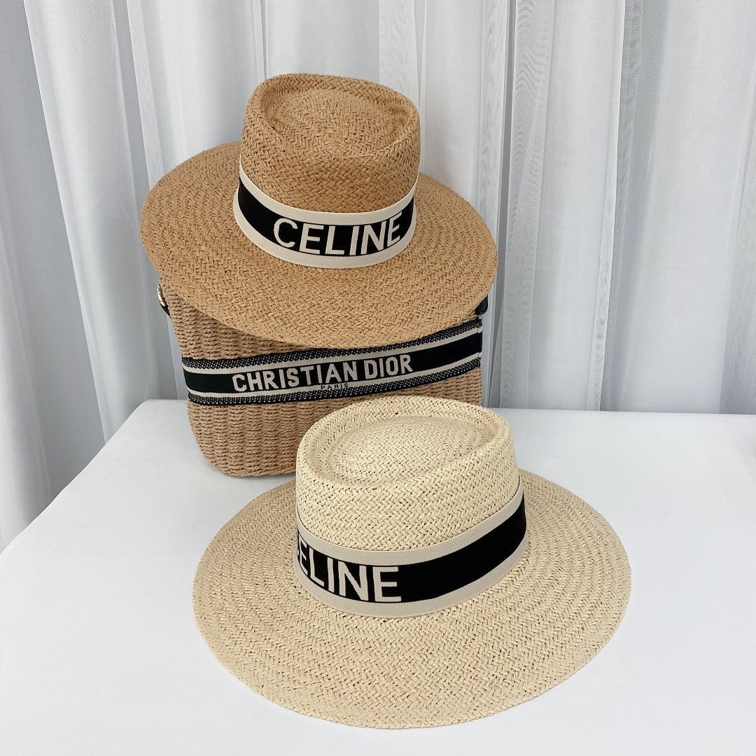 CELINE Raffia Straw Sun Hat | Luxury Designer Wide Brim Summer Hat - Serene