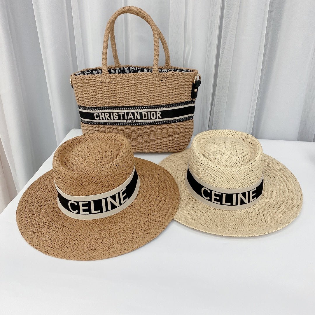 CELINE Raffia Straw Sun Hat | Luxury Designer Wide Brim Summer Hat - Serene