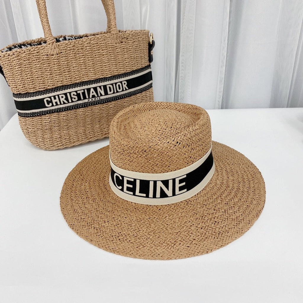 CELINE Raffia Straw Sun Hat | Luxury Designer Wide Brim Summer Hat - Serene