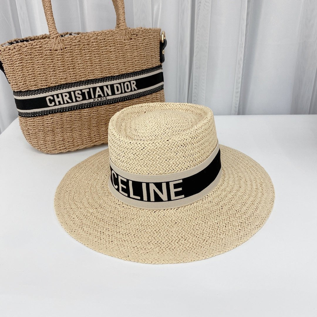 CELINE Raffia Straw Sun Hat | Luxury Designer Wide Brim Summer Hat - Serene