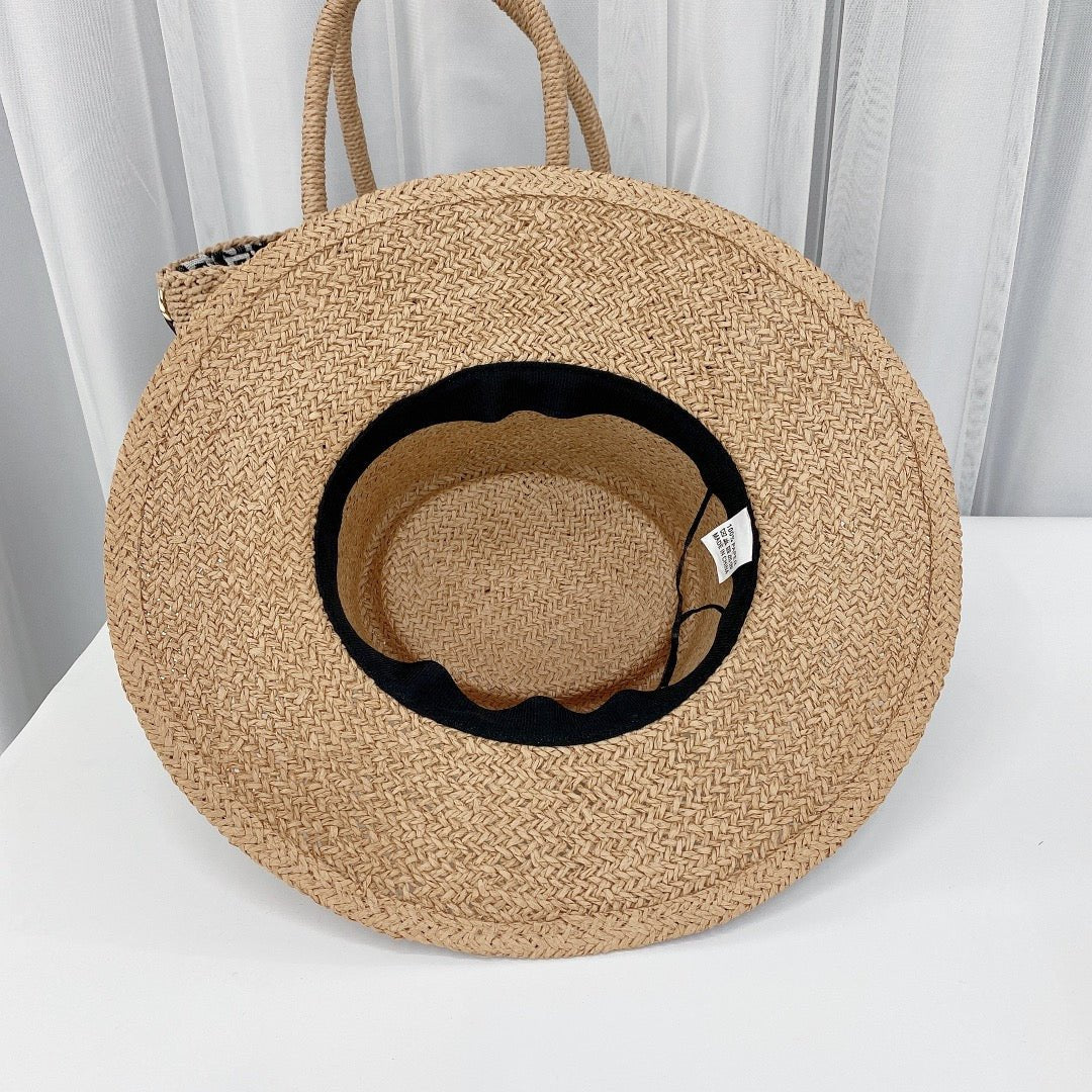 CELINE Raffia Straw Sun Hat | Luxury Designer Wide Brim Summer Hat - Serene