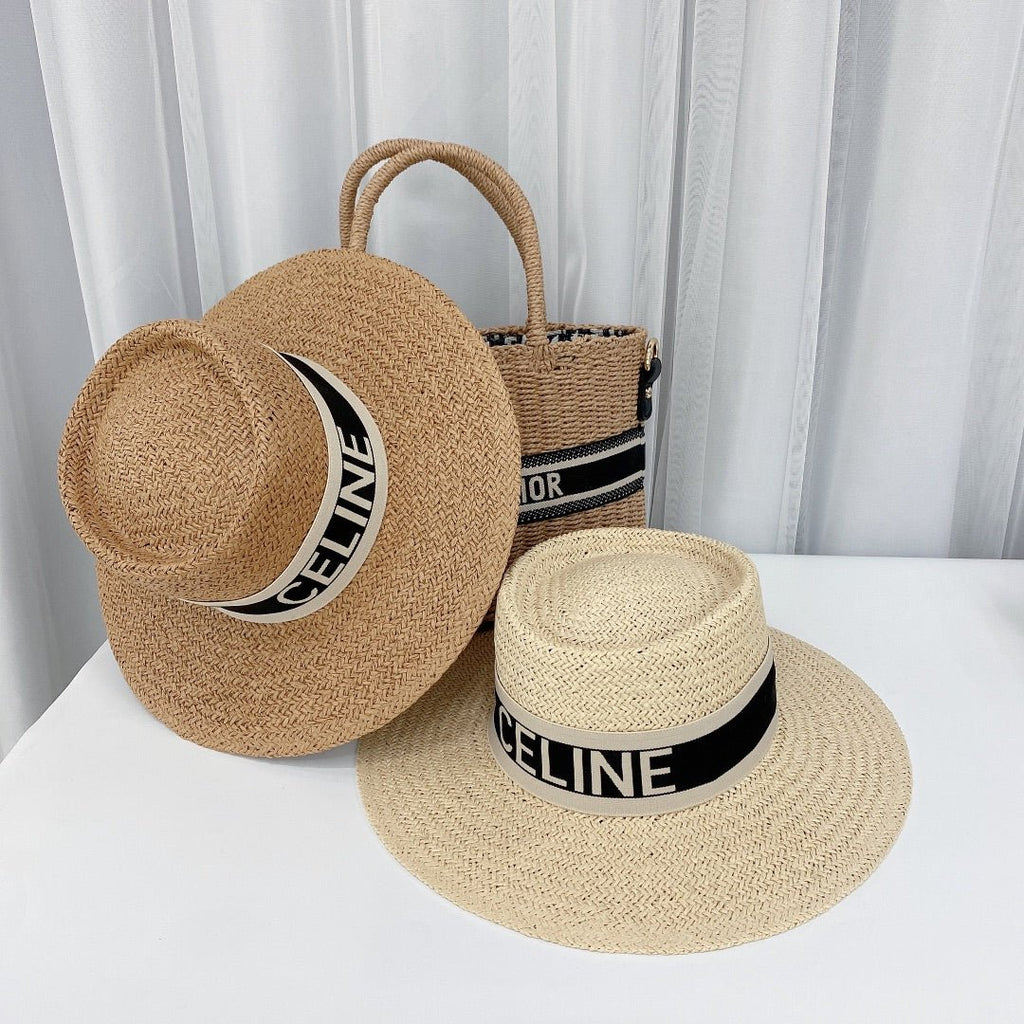CELINE Raffia Straw Sun Hat | Luxury Designer Wide Brim Summer Hat - Serene
