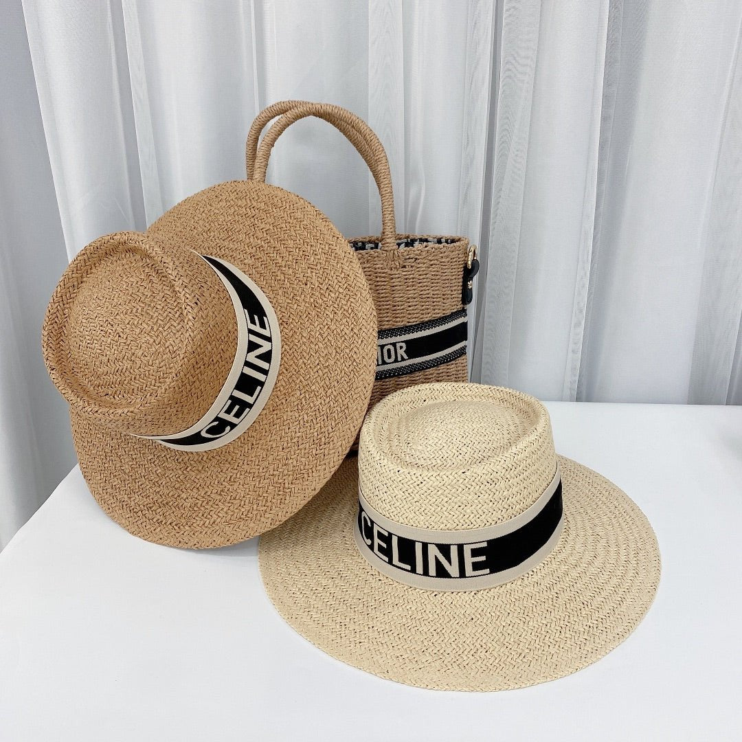 CELINE Raffia Straw Sun Hat | Luxury Designer Wide Brim Summer Hat - Serene