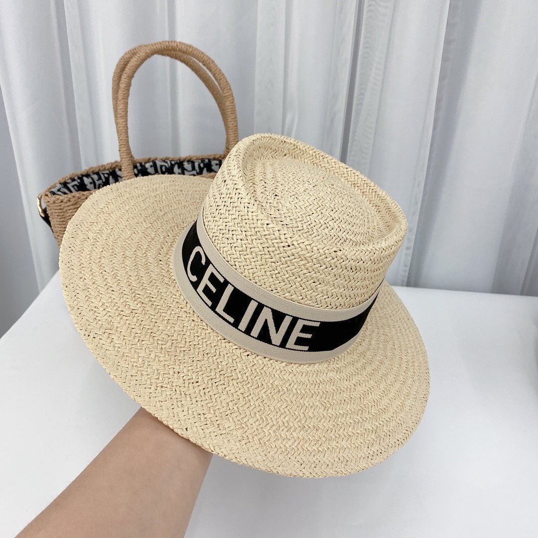CELINE Raffia Straw Sun Hat | Luxury Designer Wide Brim Summer Hat - Serene