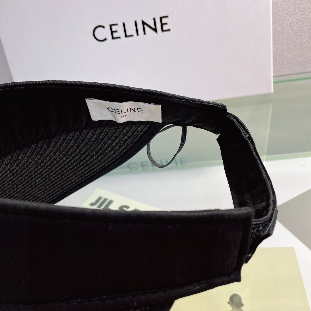 CELINE Raffia Straw Sun Visor | Luxury Designer Wide Brim Beach Hat - Serene
