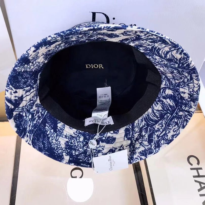 Christian Dior Toile de Jouy Bucket Hat | Luxury Designer Hat - Serene