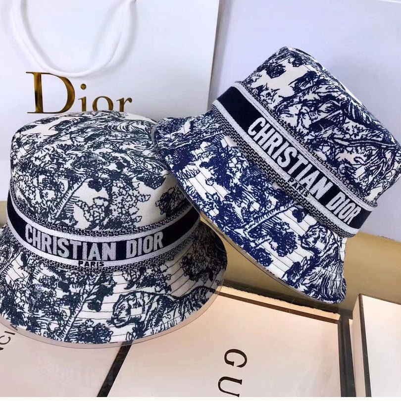 Christian Dior Toile de Jouy Bucket Hat | Luxury Designer Hat - Serene