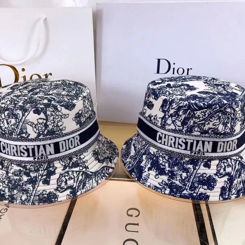 Christian Dior Toile de Jouy Bucket Hat | Luxury Designer Hat - Serene