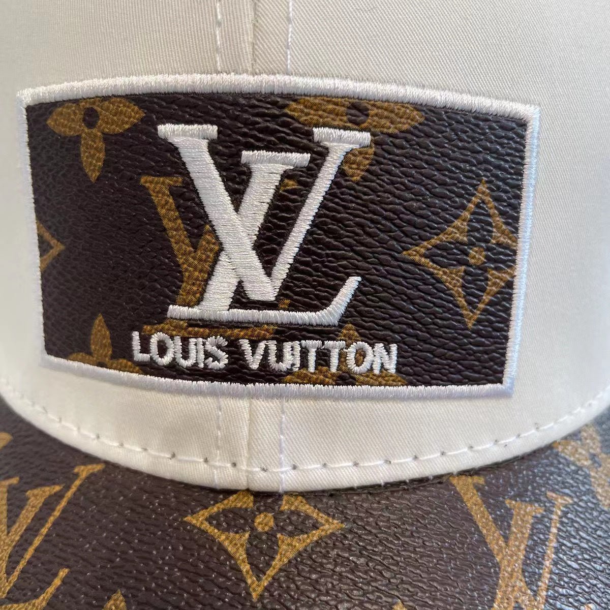 Classic Monogram Leather Stitching Baseball Cap - Serene