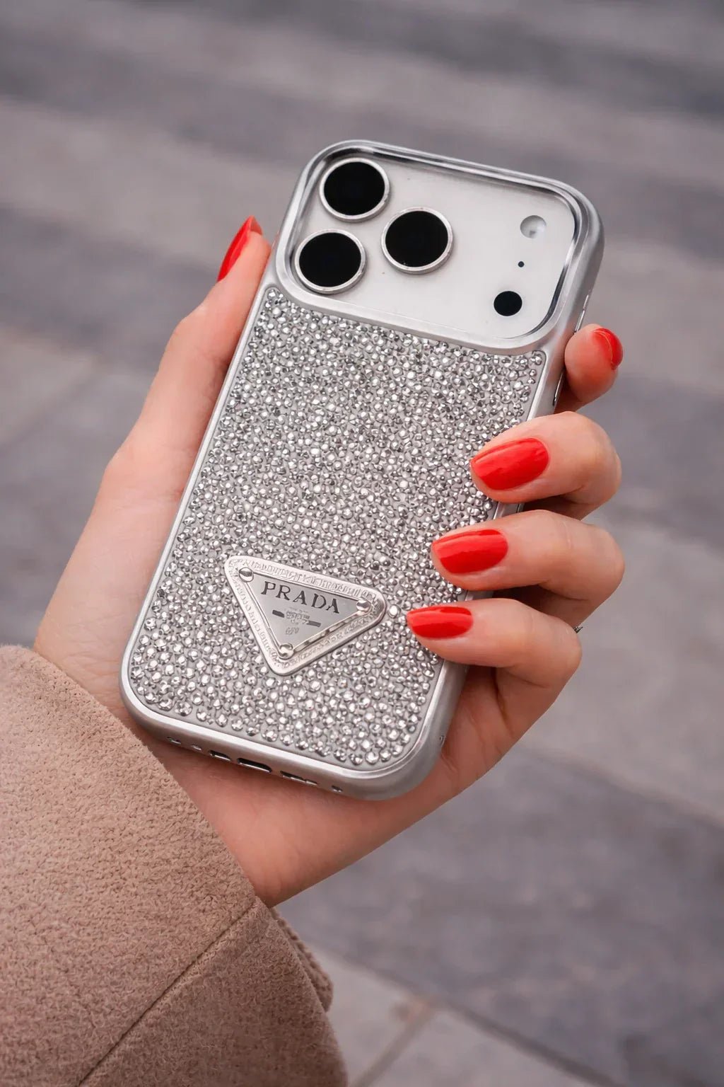 Crystal Black iPhone 18 Pro Case – Quilted Luxury Rhinestone Designer-Style Cover - Serene