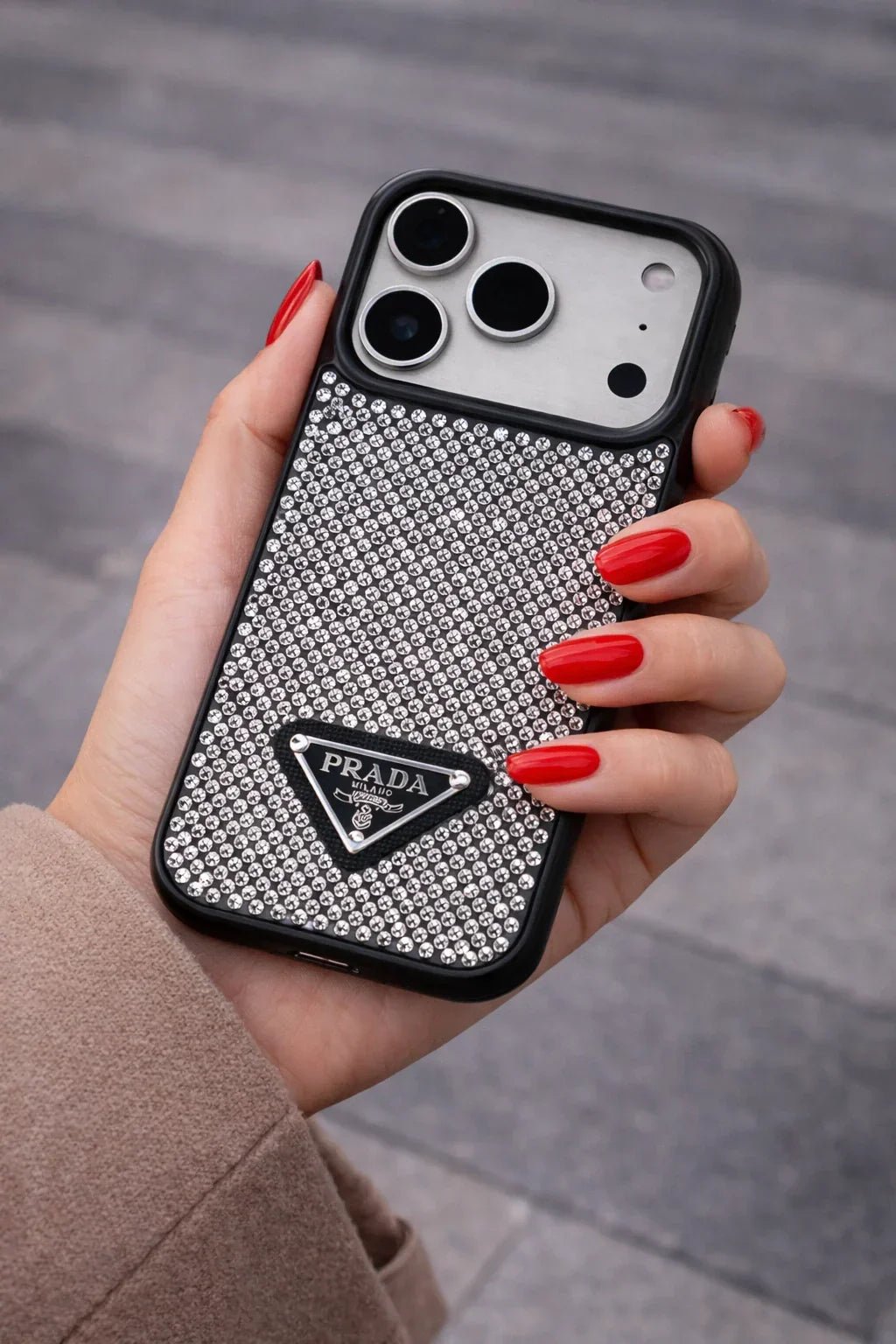 Crystal Gold iPhone 18 Pro Case – Quilted Luxury Rhinestone Designer-Style Cover - Serene
