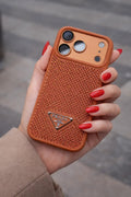 Crystal Orange iPhone 18 Pro Case – Quilted Luxury Rhinestone Designer-Style Cover - Serene