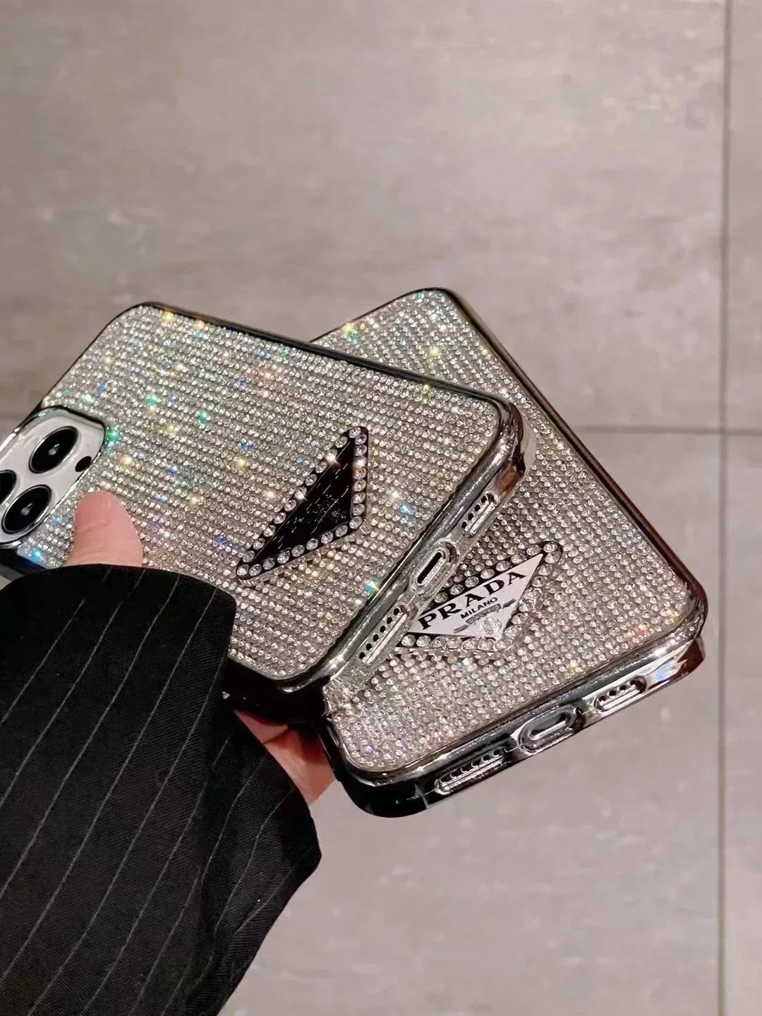 Crystal Prada iPhone 18 Pro Case – Luxury Rhinestone Prada Phone Case Clear - Serene