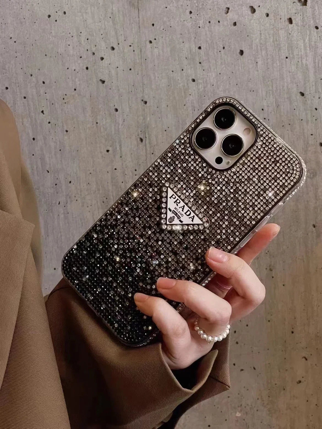 Crystal Prada iPhone 18 Pro Case – Luxury Rhinestone Prada Phone Case Pink - Serene
