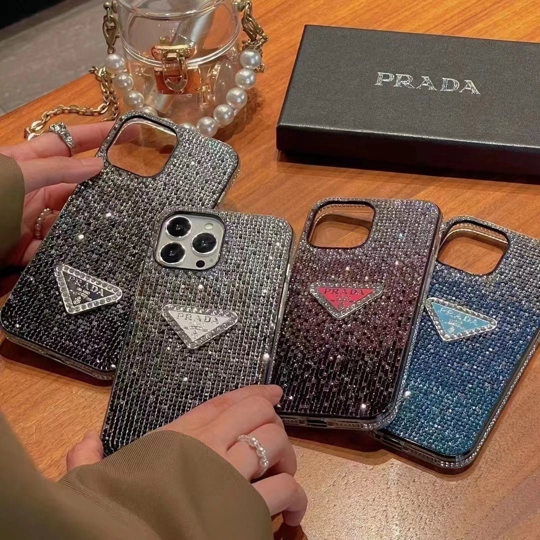 Crystal Prada iPhone 18 Pro Case – Luxury Rhinestone Prada Phone Case - Serene