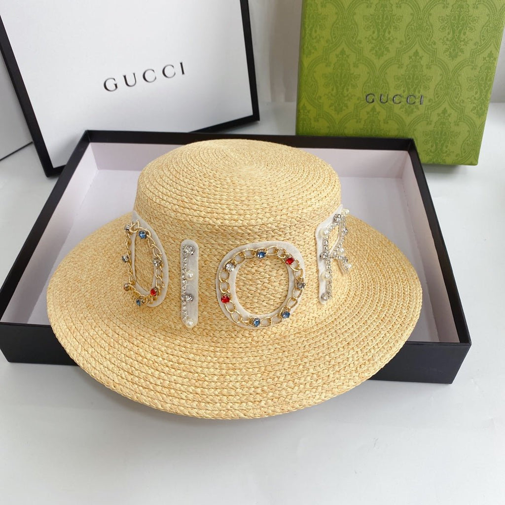 Dior Cannage Raffia Straw Sun Hat for Women | Luxury Designer Beach Hat - Serene