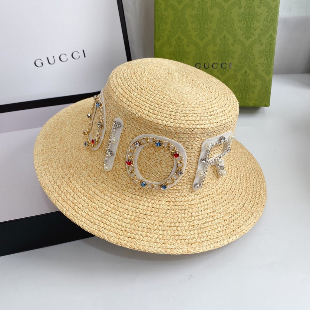 Dior Cannage Raffia Straw Sun Hat for Women | Luxury Designer Beach Hat - Serene