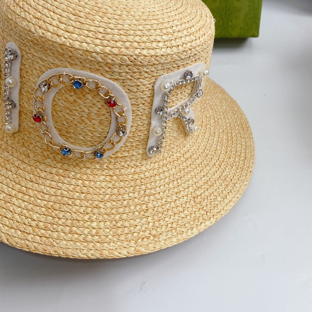 Dior Cannage Raffia Straw Sun Hat for Women | Luxury Designer Beach Hat - Serene