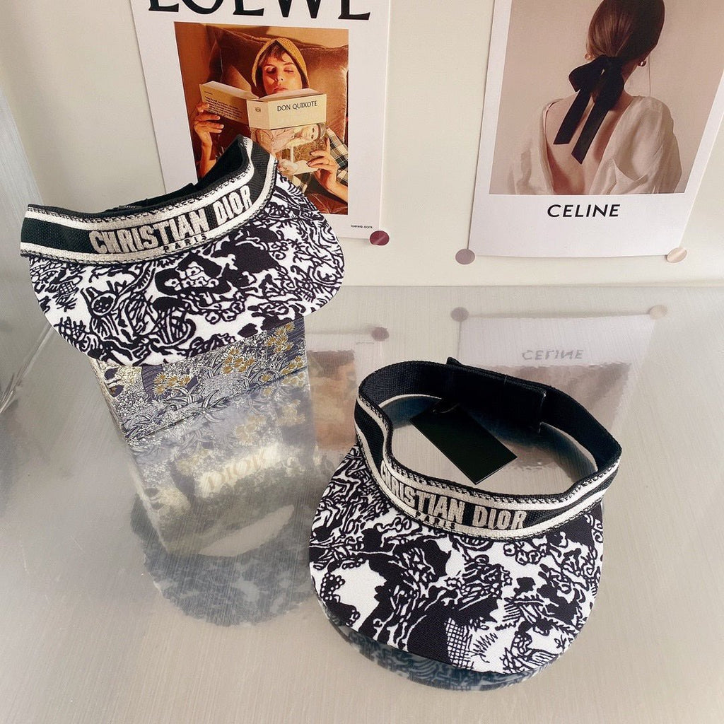 Dior Embroidered Cotton Sun Visor | Luxury Designer Adjustable Visor Hat - Serene