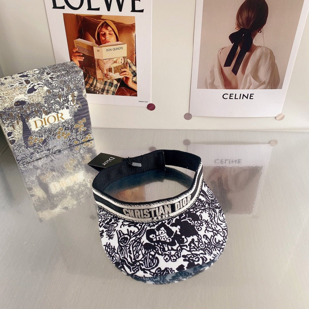 Dior Embroidered Cotton Sun Visor | Luxury Designer Adjustable Visor Hat - Serene