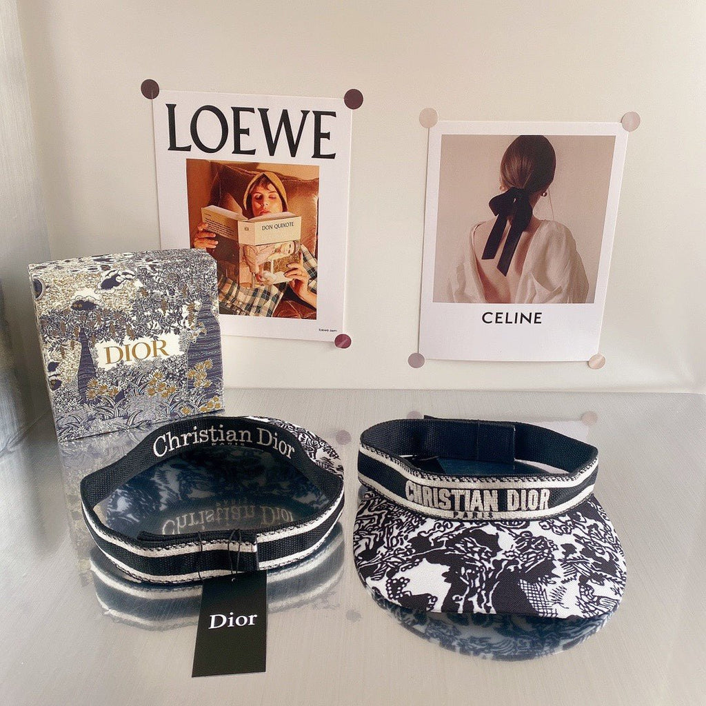 Dior Embroidered Cotton Sun Visor | Luxury Designer Adjustable Visor Hat - Serene
