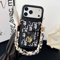 Dior iPhone 17 Pro Max Case with Wallet & 3 Straps – Black Luxury Crossbody Dior Phone Case - Serene