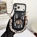 Dior iPhone 17 Pro Max Case with Wallet & 3 Straps – Black Luxury Crossbody Dior Phone Case - Serene