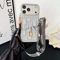 Dior iPhone 17 Pro Max Case with Wallet & 3 Straps – Gray Luxury Crossbody Dior Phone Case - Serene