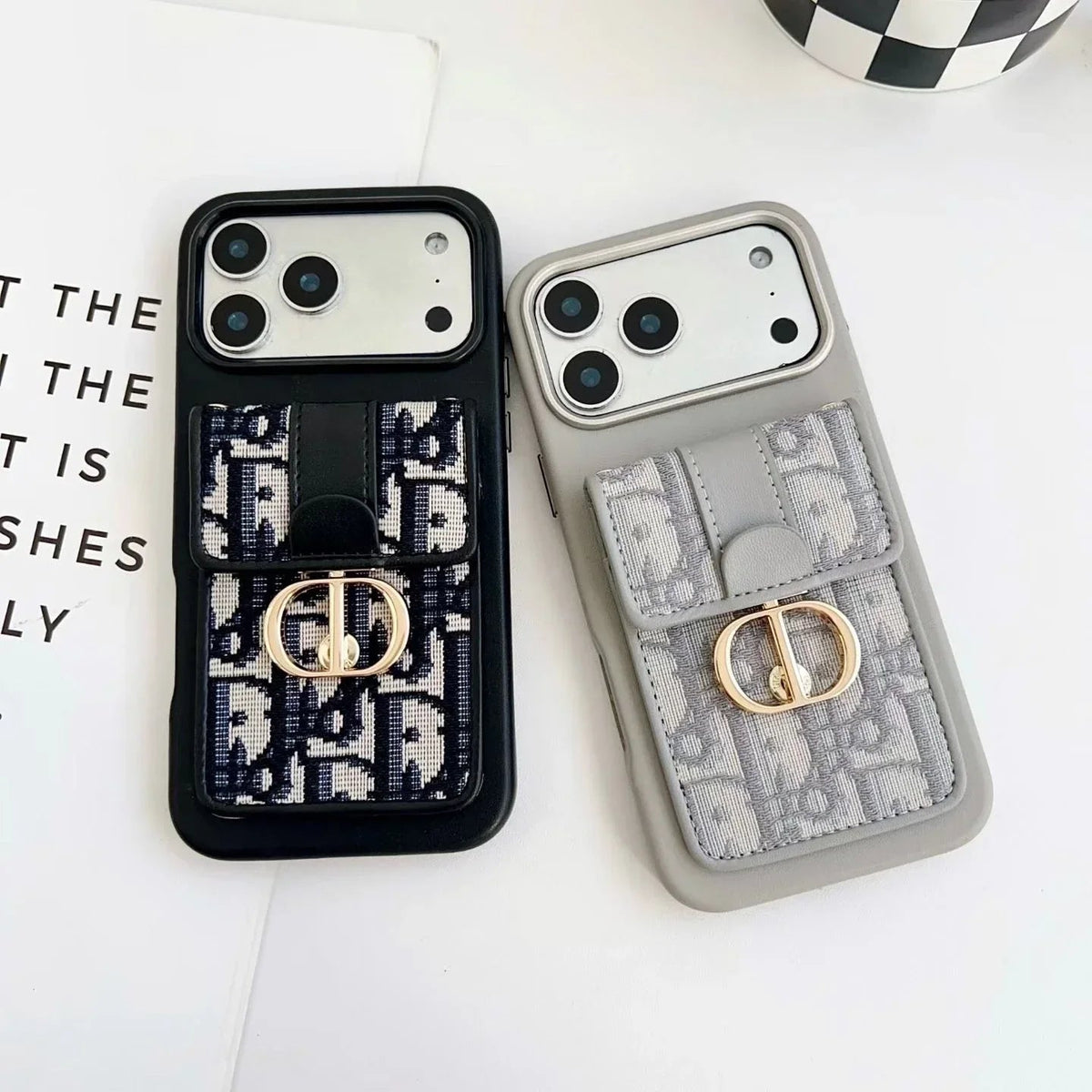 Dior iPhone 17 Pro Max Case with Wallet & 3 Straps – Luxury Crossbody Dior Phone Case - Serene