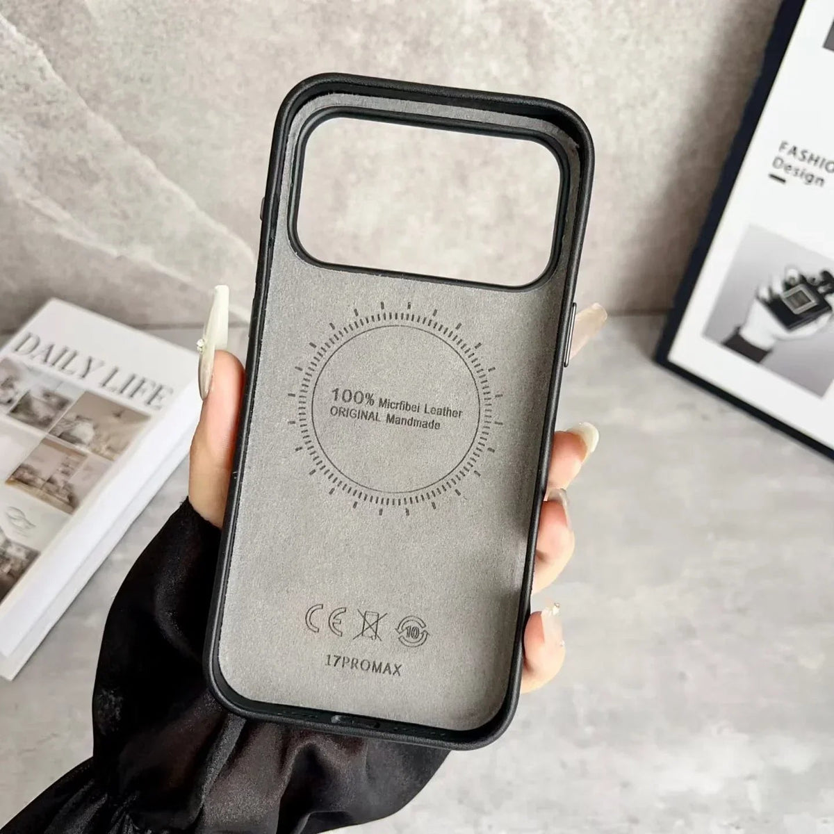 Dior iPhone 17 Pro Max Wallet Case with Card Holder – Gray Dior Oblique Flip Cover - Serene