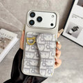 Dior iPhone 17 Pro Max Wallet Case with Card Holder – Gray Dior Oblique Flip Cover - Serene