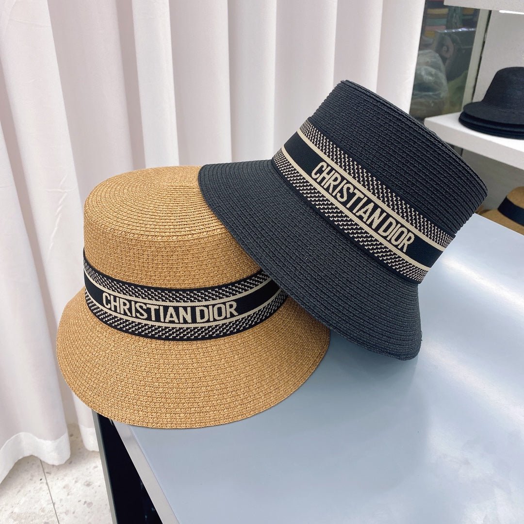 Dior Oblique Straw Bucket Hat for Women | Luxury Designer Hat - Serene
