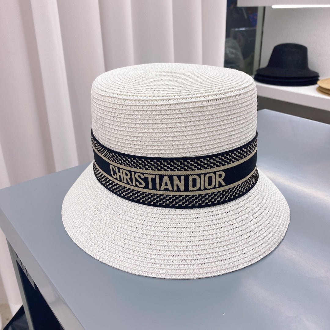 Dior Oblique Straw Bucket Hat for Women | Luxury Designer Hat - Serene