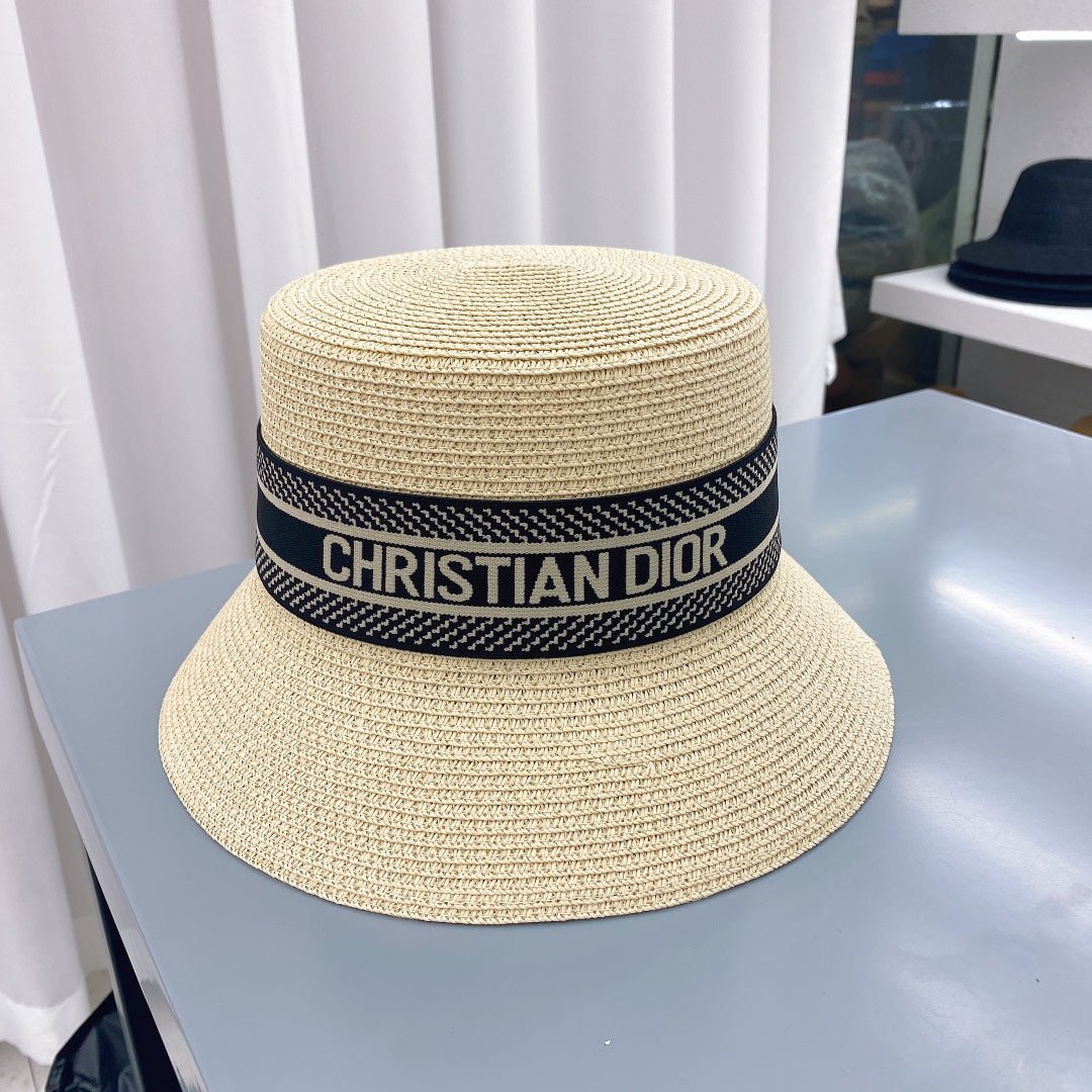 Dior Oblique Straw Bucket Hat for Women | Luxury Designer Hat - Serene